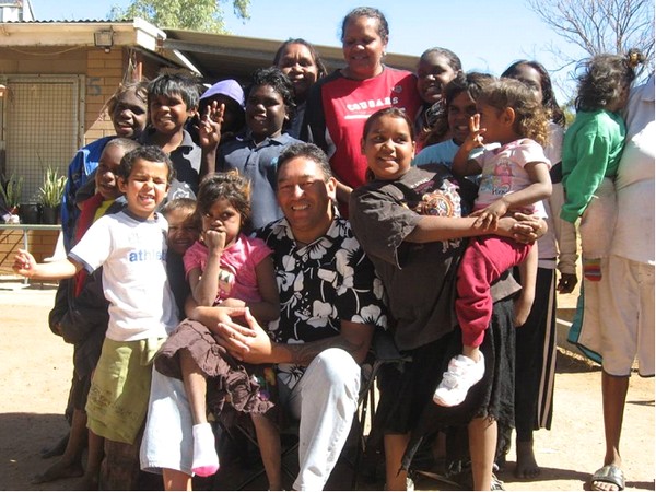 Hone Harawira and just some of the indigenous children from a town camp in Alice Springs. 
